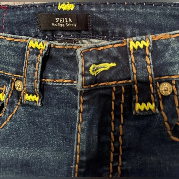 True Religion Stella Midrise Skinny Jeans Size 25 Blue Stretch Denim - Picture 5 of 6